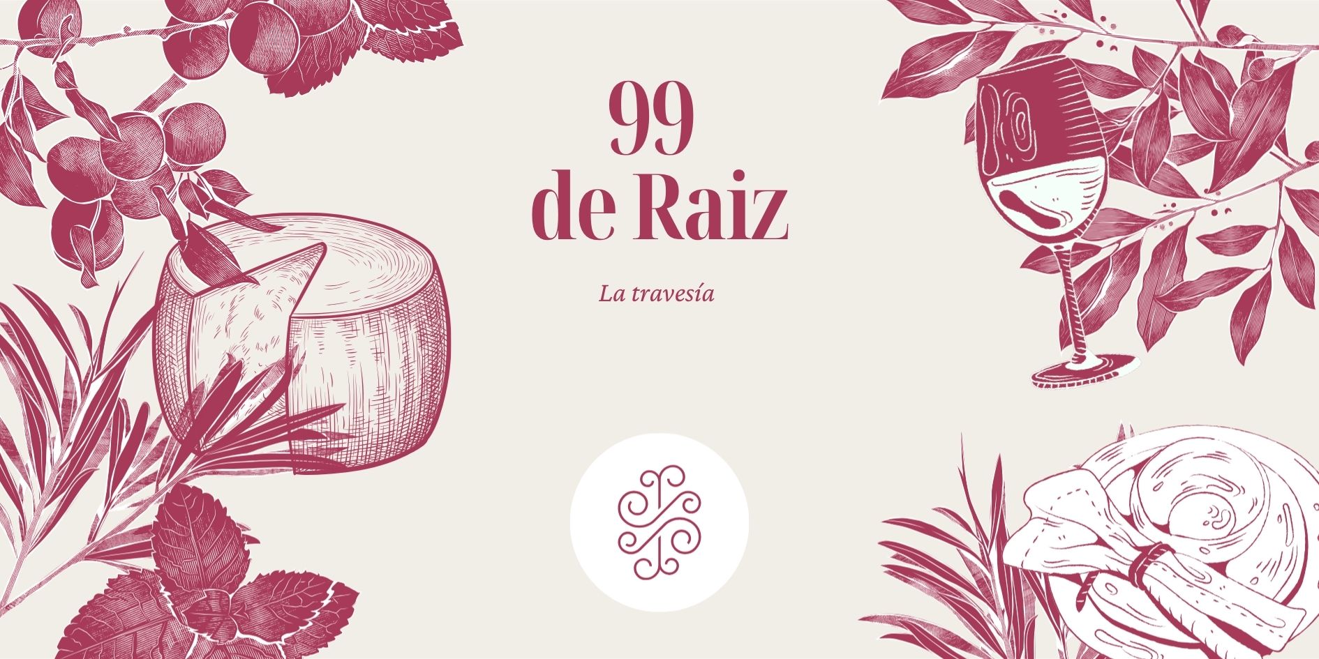 Identidad de 99 de Raíz, con ilustraciones de productos del territorio